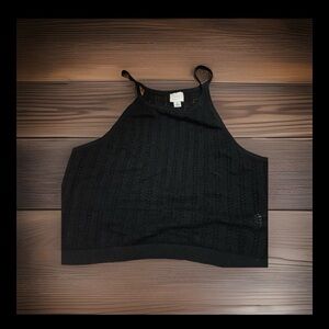 a new day Black Knit High-Neck Cropped Tank